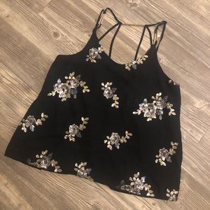 NWT Strappy Black Tank with Sequin Details